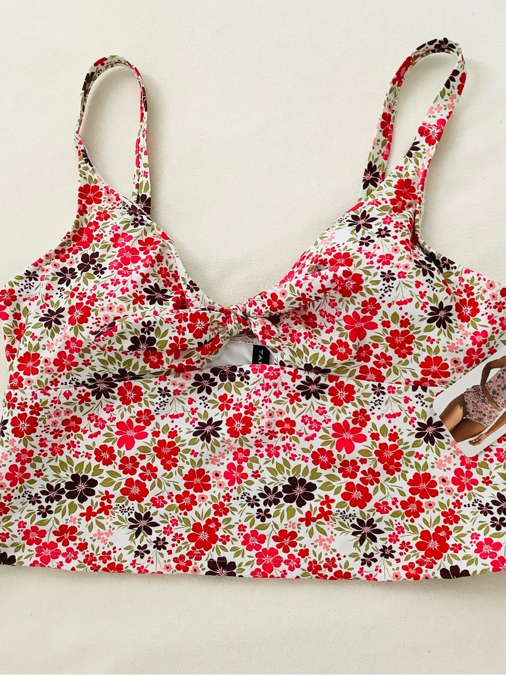 🌺 3 For $50 NEW Tahari Floral Knot-Front Swim Crop Top Women’s Sz.XL Vacation